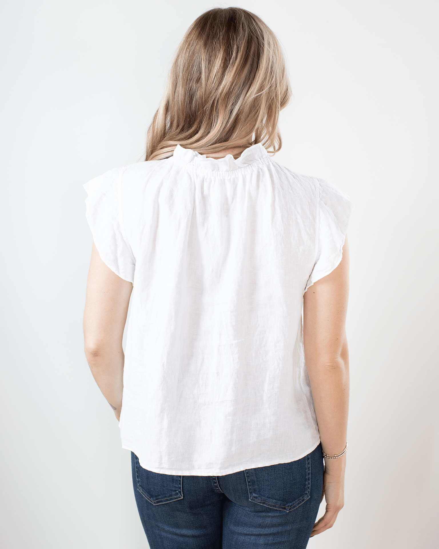 Velvet by Graham & Spencer Semira Sleeveless Ruffle Top in White