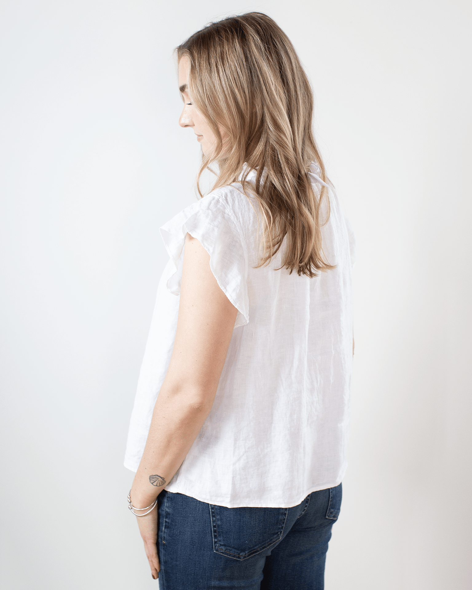 Velvet by Graham & Spencer Semira Sleeveless Ruffle Top in White