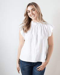Velvet by Graham & Spencer Semira Sleeveless Ruffle Top in White