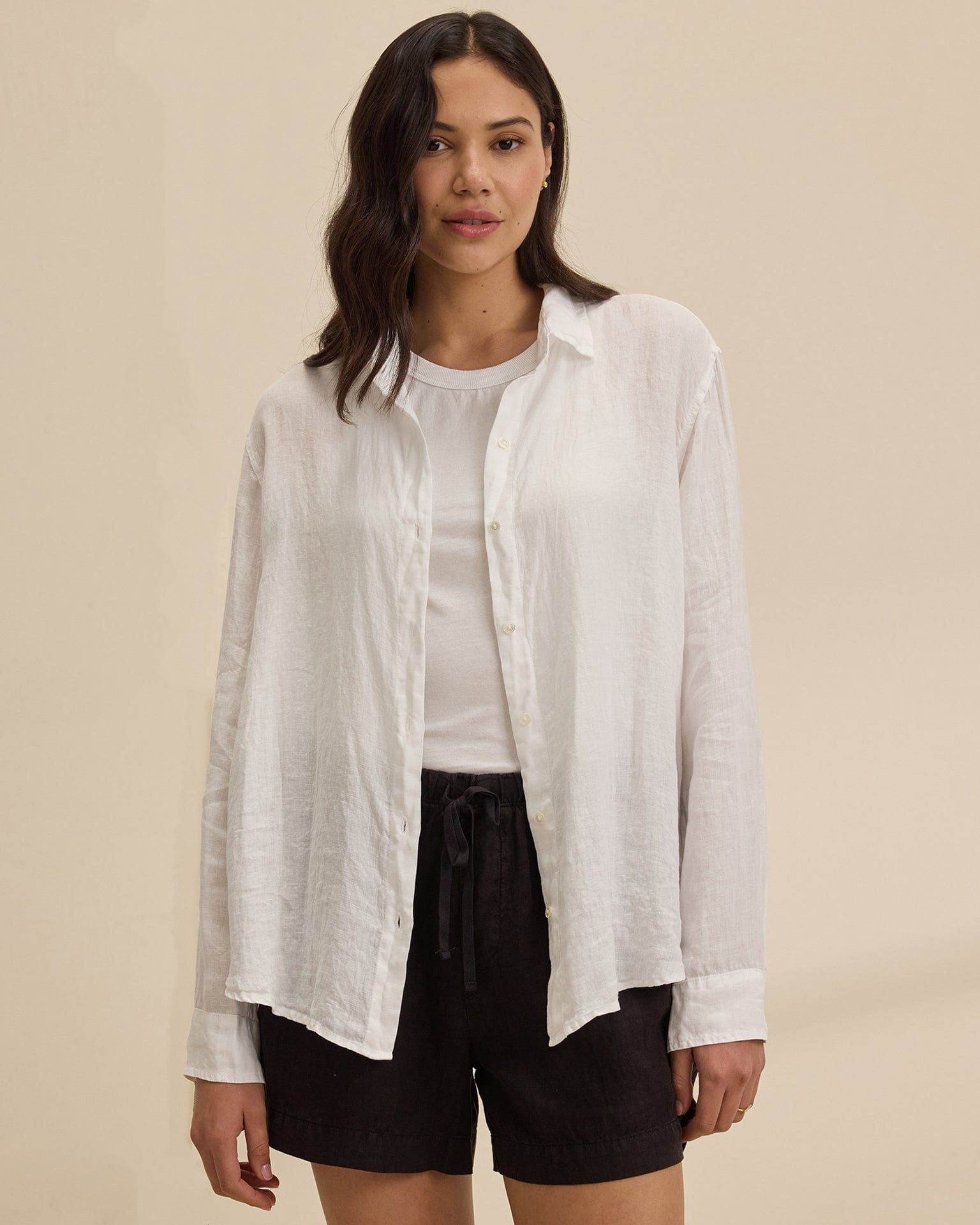 Sisi L/S Button Top in White