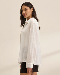 Velvet by Graham & Spencer Sisi L/S Button Top in White
