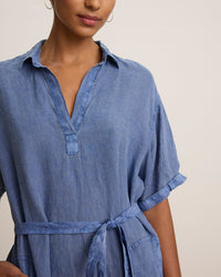 Velvet by Graham & Spencer Stella S/S Collar Dress in Indigo