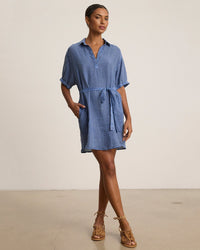 Velvet by Graham & Spencer Stella S/S Collar Dress in Indigo