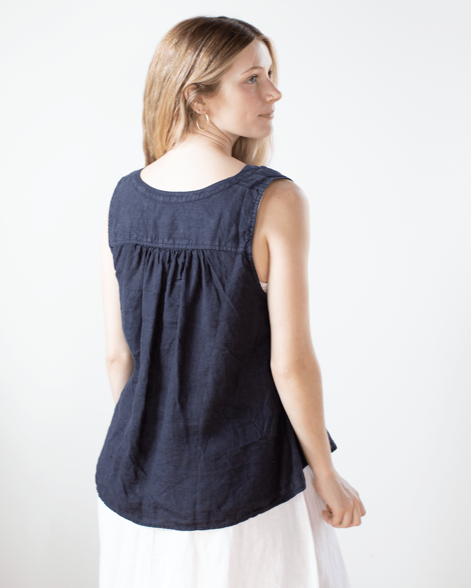 Velvet by Graham & Spencer Tacy V Neck Tank in Navy
