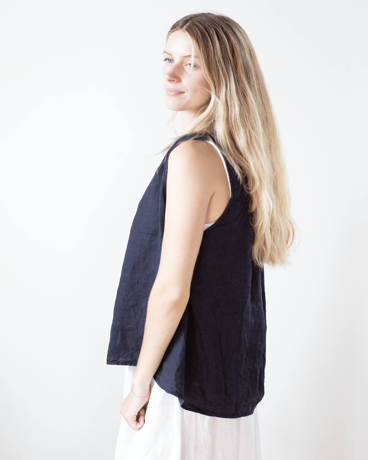 Velvet by Graham & Spencer Tacy V Neck Tank in Navy