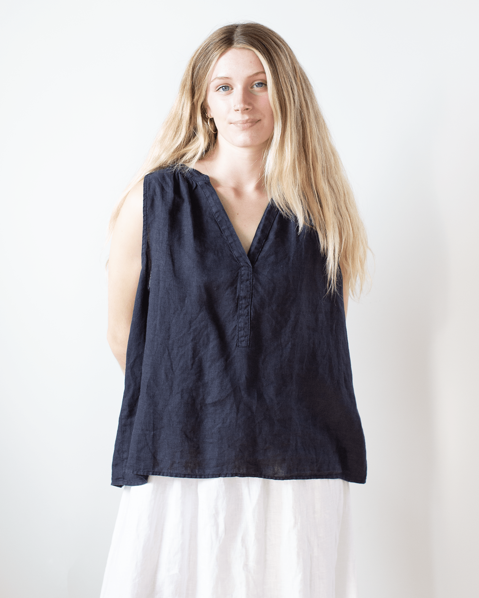 Velvet by Graham & Spencer Tacy V Neck Tank in Navy
