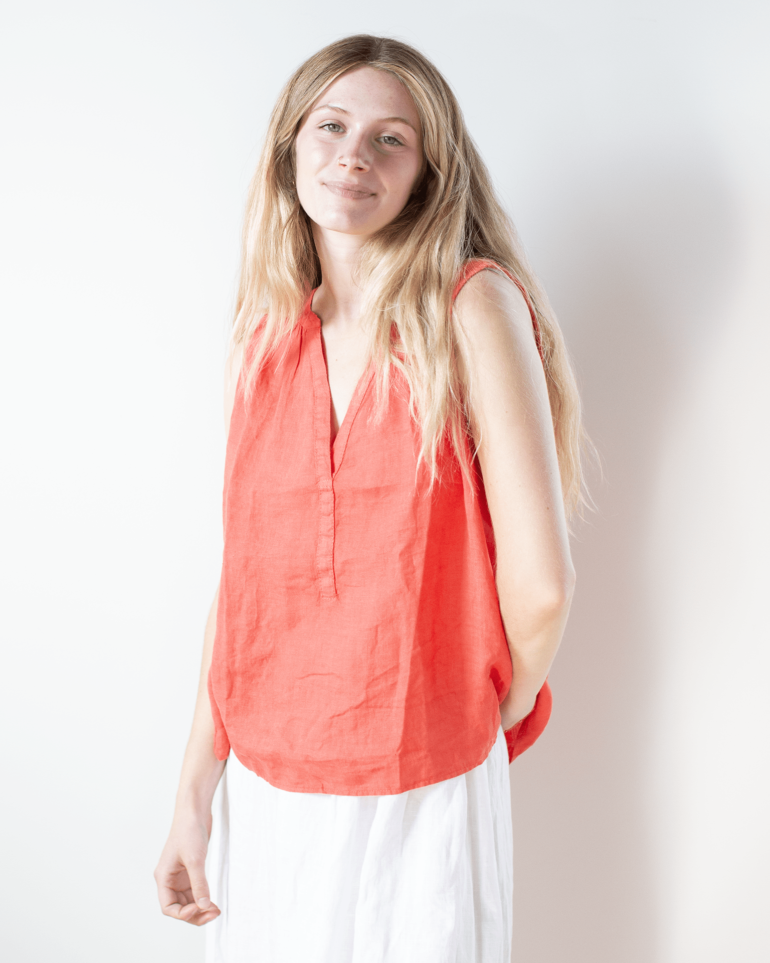 Velvet by Graham & Spencer Tacy V Neck Tank in Taffy