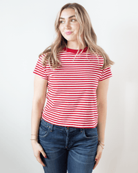 Velvet by Graham & Spencer Clothing Tash S/S Crew Neck Tee in Red