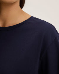 Velvet by Graham & Spencer Tia Short Sleeve Crew Neck Top In Navy 2 - Bliss Boutiques