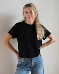 Velvet by Graham & Spencer Tinsley S/S Crop Top in Black