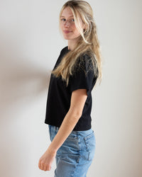 Velvet by Graham & Spencer Tinsley S/S Crop Top in Black