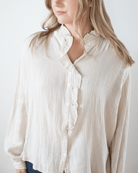 Velvet by Graham & Spencer Trisha L/S Ruffle Button Up in Jasmine
