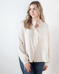 Velvet by Graham & Spencer Trisha L/S Ruffle Button Up in Jasmine