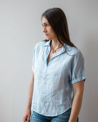 Velvet by Graham & Spencer Vivica Short Sleeve Henley Top In Billow 2 - Bliss Boutiques