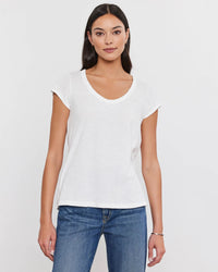 Kira Scoop Neck Tee in White