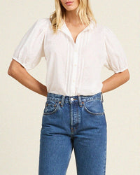 Trovata Birds of Paradis Clothing Mira Blouse in White Cotton Voile