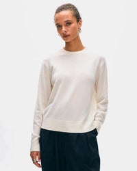 Cashmere Crew in Soft White - Bliss Boutiques