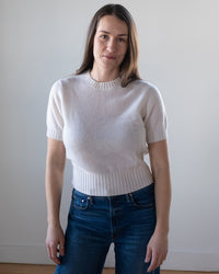 White + Warren Cashmere Featherweight TShirt in Soft White