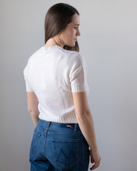White + Warren Cashmere Featherweight TShirt in Soft White
