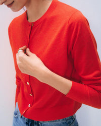 White & Warren Linen Blend Cardigan in Poppy Rouge 2 - Bliss Boutiques