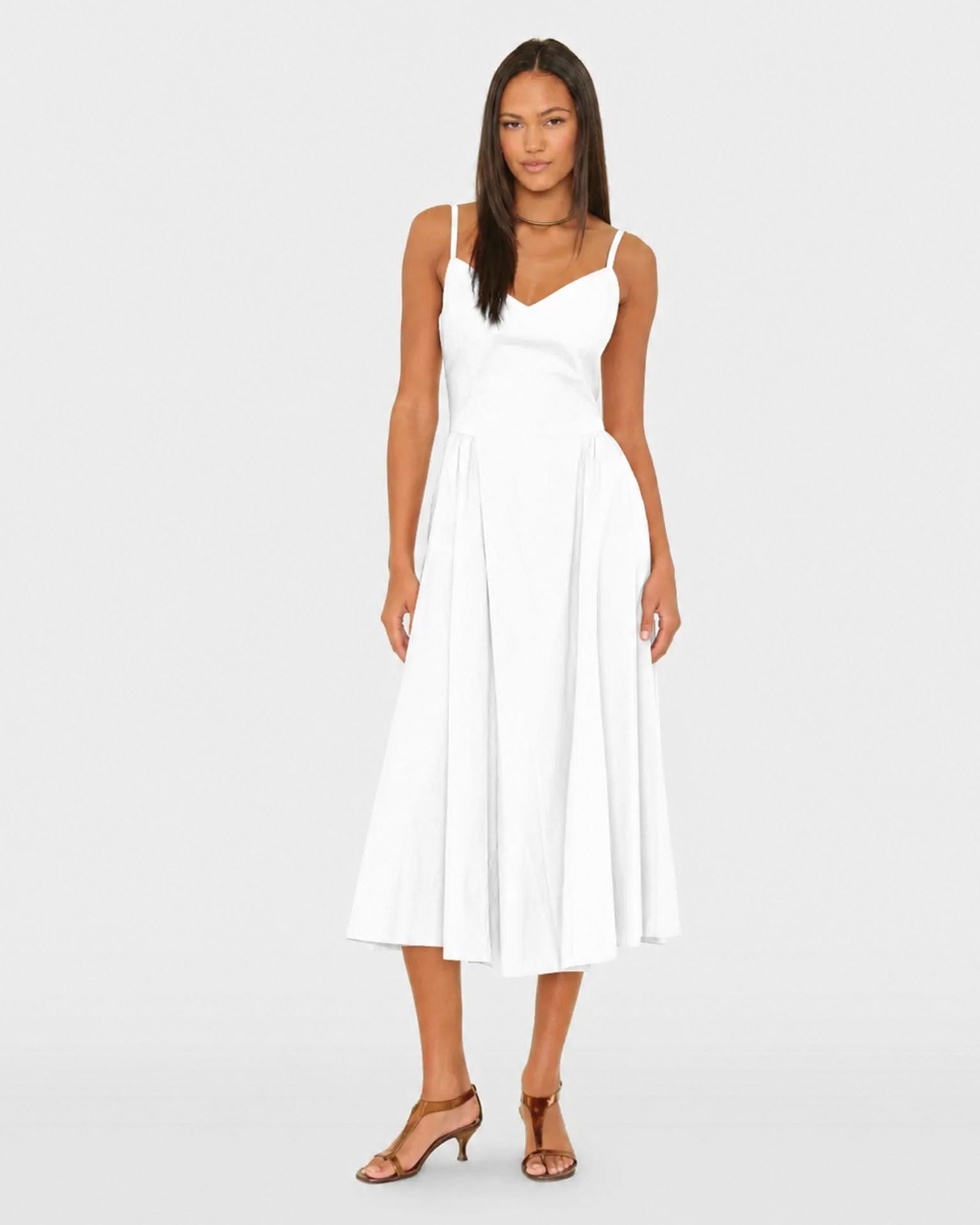bardot white midi dress Bardot White Cotton Lace-up Corset Midi Dress by Bardot