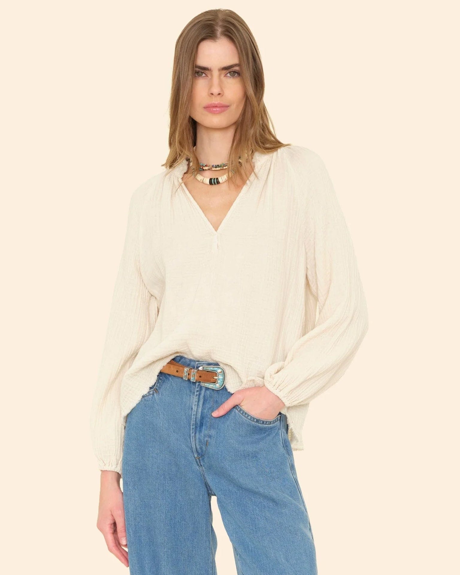 Milla Top in Oysterette