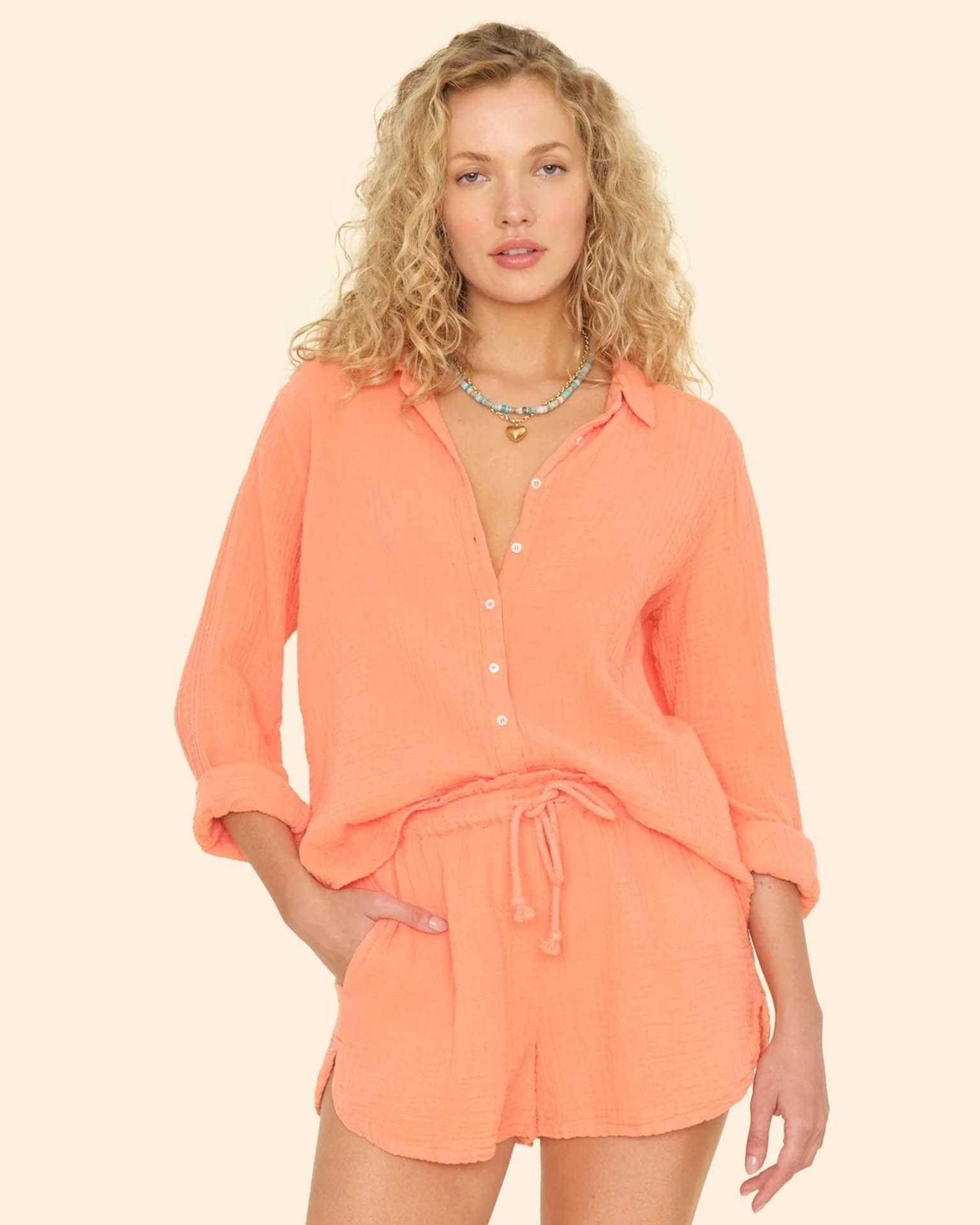 XiRENA Clothing Scout Shirt in Cantelope