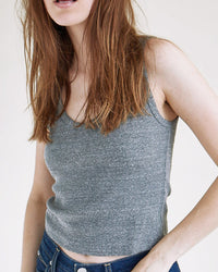 AMO Crop Rib Tank in Heather Grey