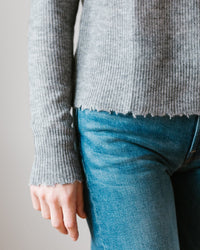 Autumn Cashmere Raw Edge Shaker Crew in Banker's Gray
