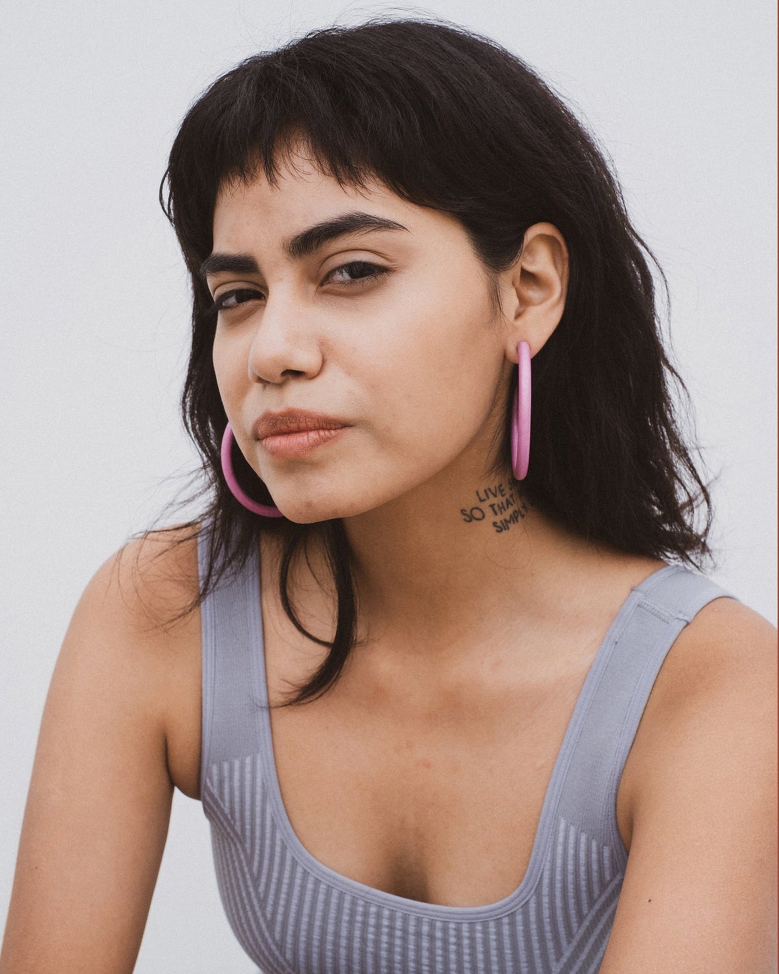 B&L Jewelry Knock Out Rose C Hoop in Large in Knock Out Rose