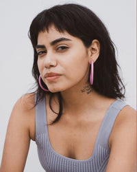 B&L Jewelry Knock Out Rose C Hoop in Large in Knock Out Rose