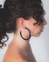 B&L Jewelry Midnight Panther C Hoop in Large in Midnight Panther