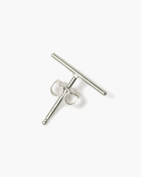 Chan Luu's Silver Bar Stud Earring, handmade in the USA, features a sleek horizontal bar design and butterfly back. Displayed on a plain white background.