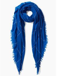Chan Luu Windowpane Cashmere Scarf in Estate Blue
