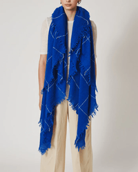 Chan Luu Windowpane Cashmere Scarf in Estate Blue