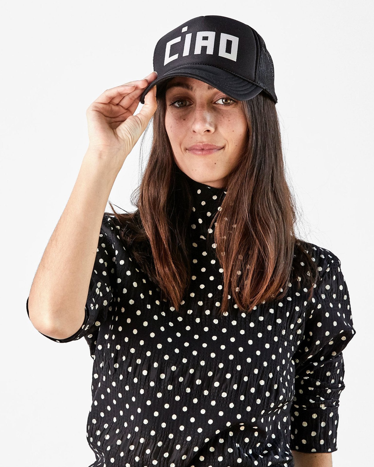 Clare V. Trucker Hat - Block Ciao - Black