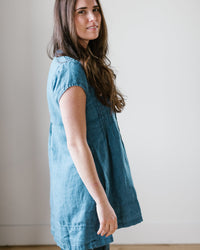 CP Shades Cap Sleeve Regina in Bleach Indigo HW Linen Twill