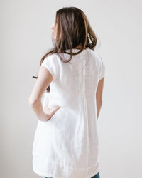 CP Shades Cap Sleeve Regina in White HW Linen Twill