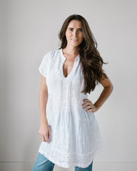CP Shades Cap Sleeve Regina in White Linen