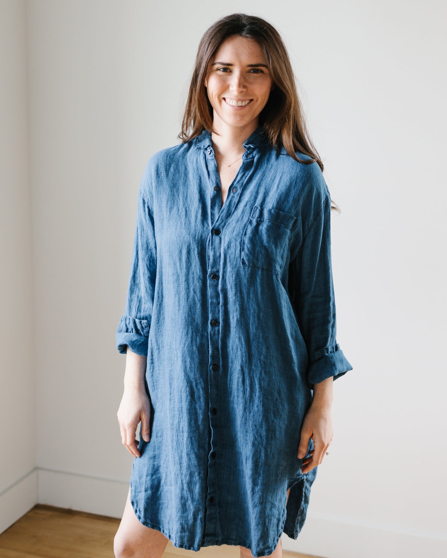CP Shades Mari Oversized Shirtdress in Bleach Indigo Twill