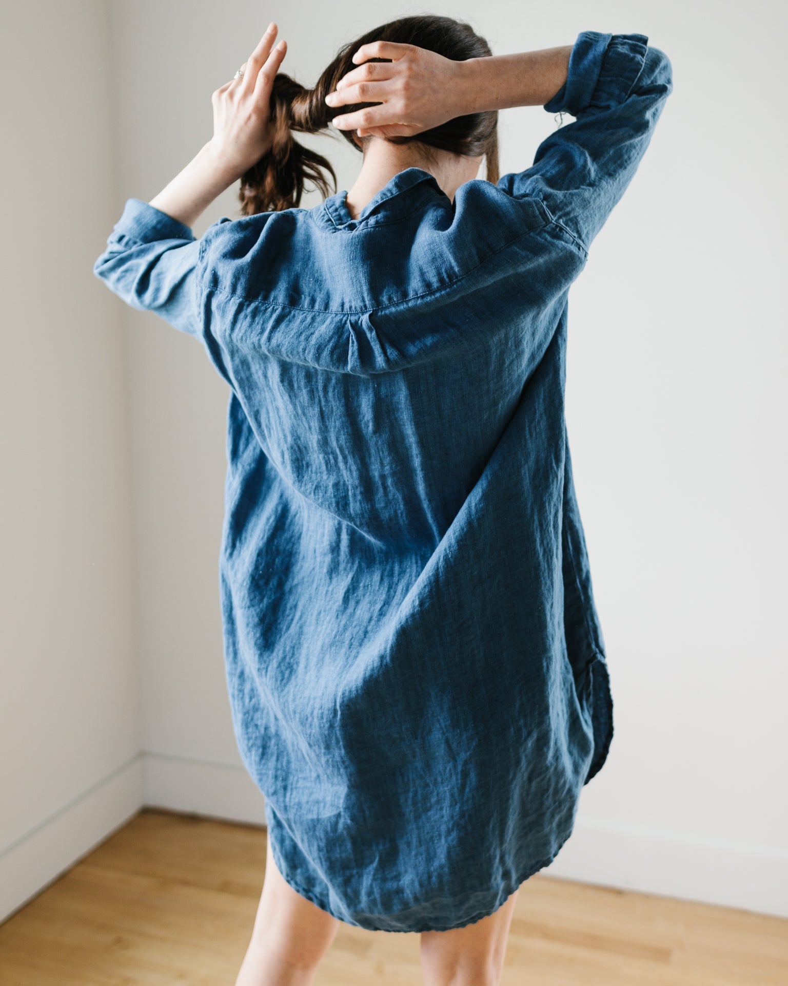 CP Shades Mari Oversized Shirtdress in Bleach Indigo Twill