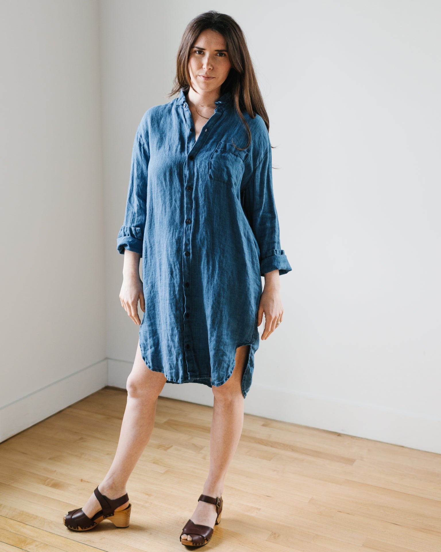 CP Shades Mari Oversized Shirtdress in Bleach Indigo Twill