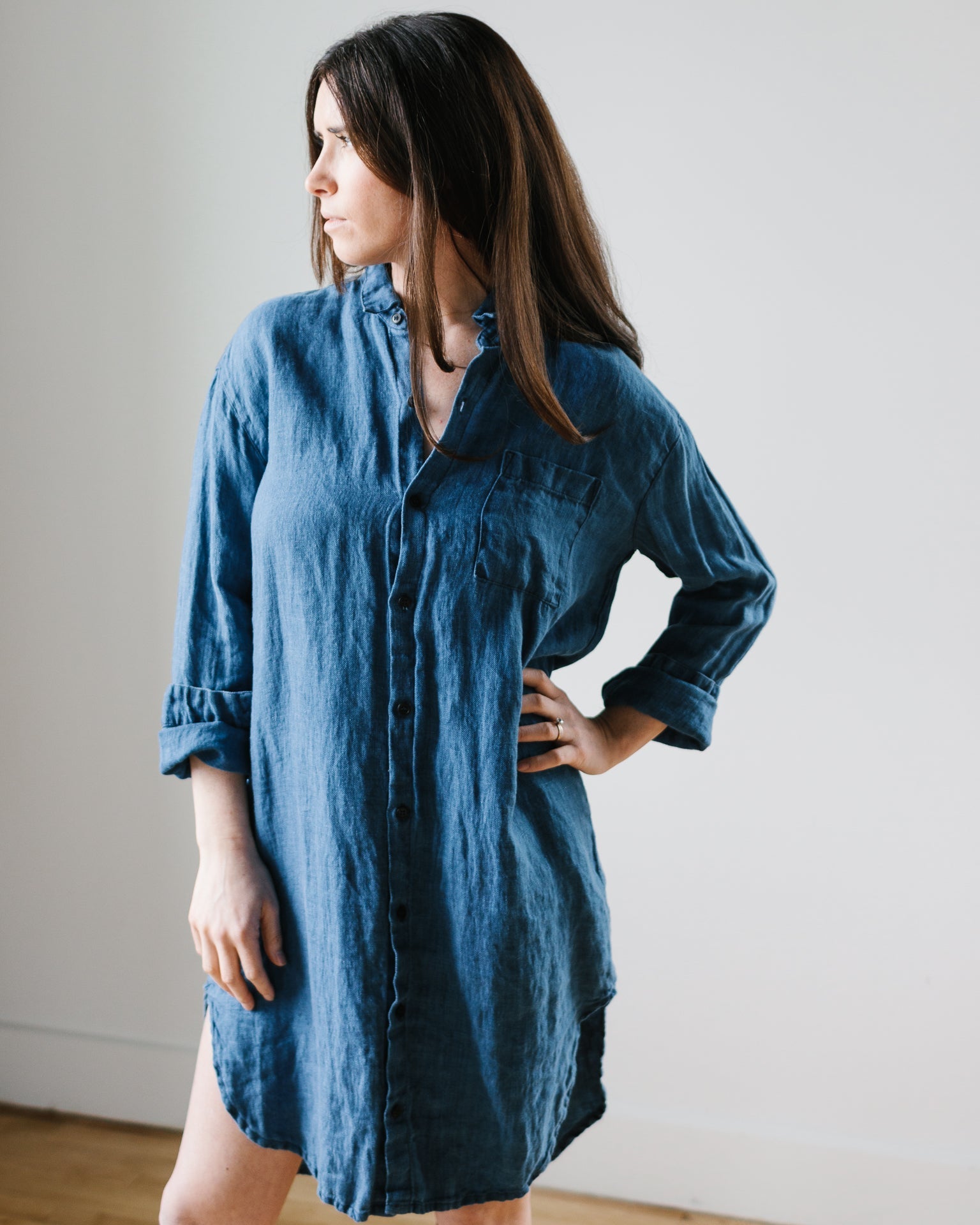 CP Shades Mari Oversized Shirtdress in Bleach Indigo Twill