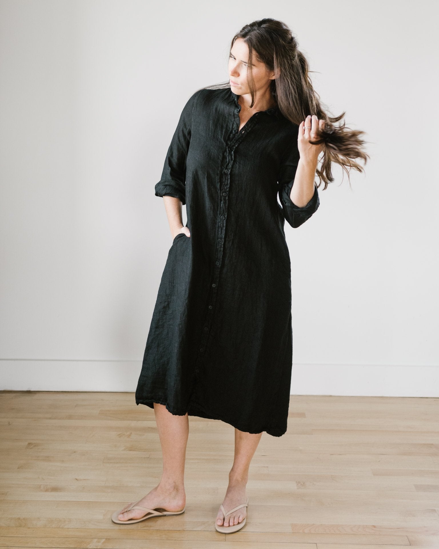 CP Shades Maxi Shirtdress - HW Twill in Black