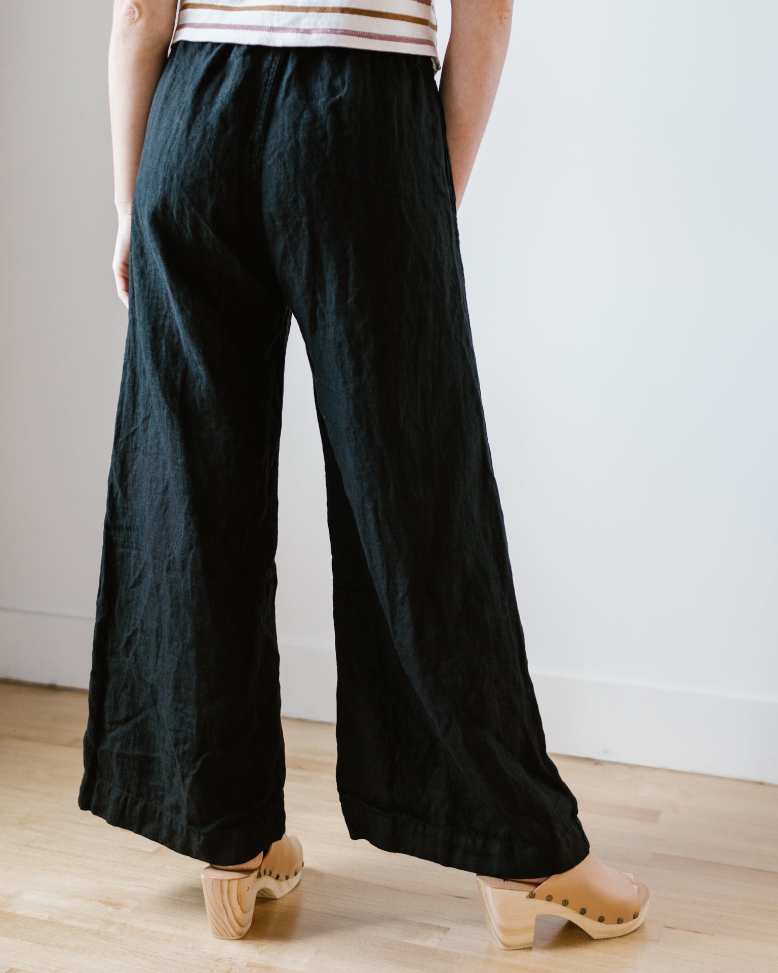 CP Shades Polly Wide Leg Pant - HW Linen Twill in Black