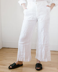 CP Shades Clothing Polly Wide Leg Pant in White HW Linen Twill