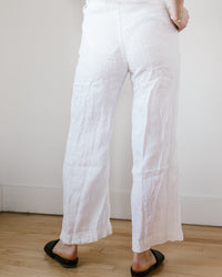 CP Shades Clothing Polly Wide Leg Pant in White HW Linen Twill
