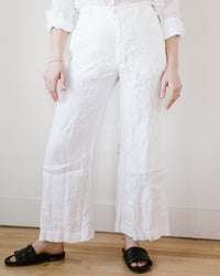 CP Shades Clothing Polly Wide Leg Pant in White HW Linen Twill