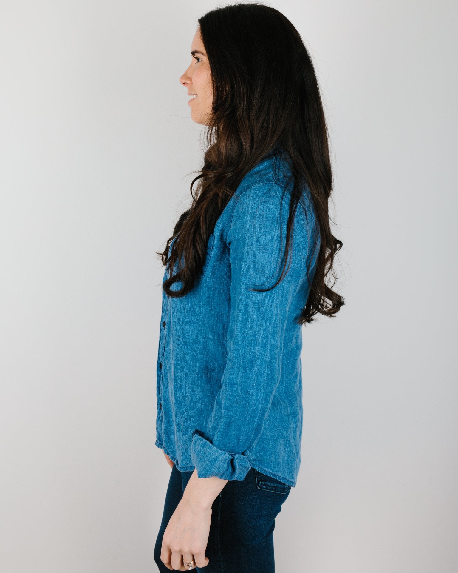 CP Shades Sloane Blouse in Bleach Indigo Twill