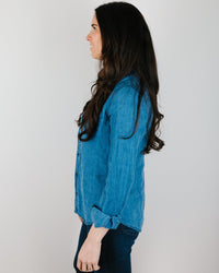 CP Shades Sloane Blouse in Bleach Indigo Twill